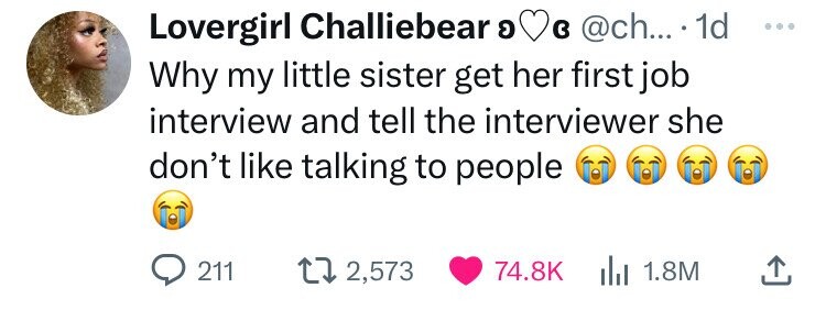 happiness - Lovergirl Challiebear .... 1d Why my little sister get her first job interview and tell the interviewer she don't talking to people 211 172,573 1.8M