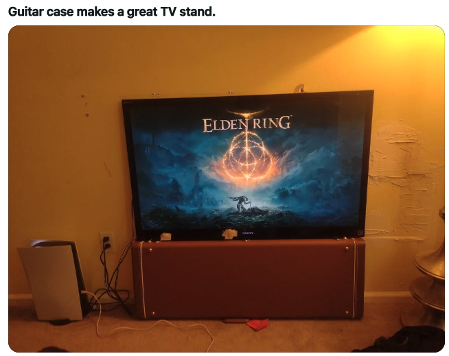 television - Guitar case makes a great Tv stand. Elden Ring Sony
