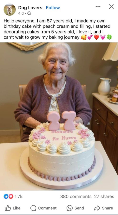 birthday cake - Dog Lovers. 4 d. Hello everyone, I am 87 years old, I made my own birthday cake with peach cream and filling, I started decorating cakes from 5 years old, I love it, and I can't wait to grow my baking journ love it, and Hardby Hy Huety Com