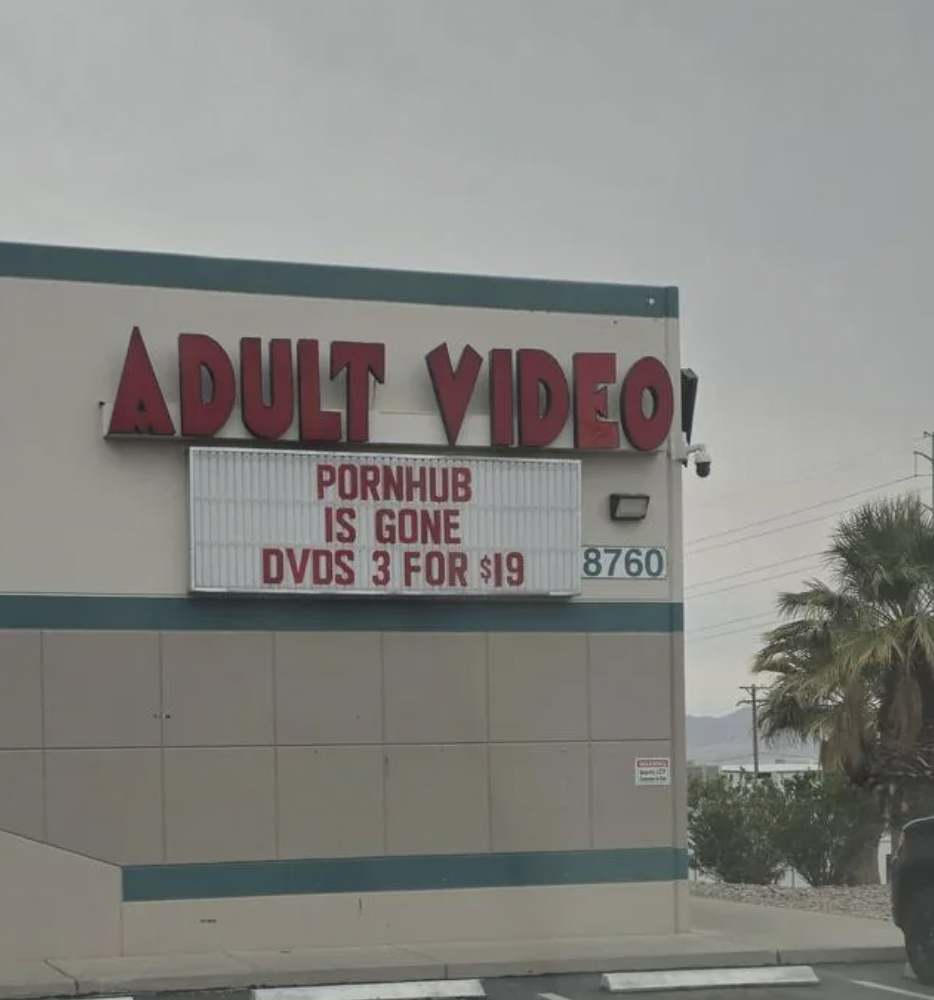 signage - Adult Video! Pornhub Is Gone Dvds 3 For $19 8760