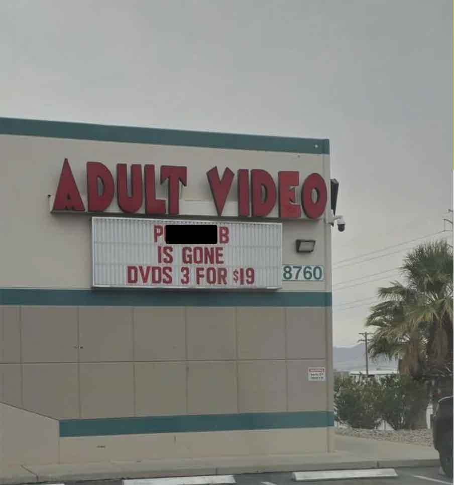 signage - Adult Video! P Is Gone B Dvds 3 For $19 8760