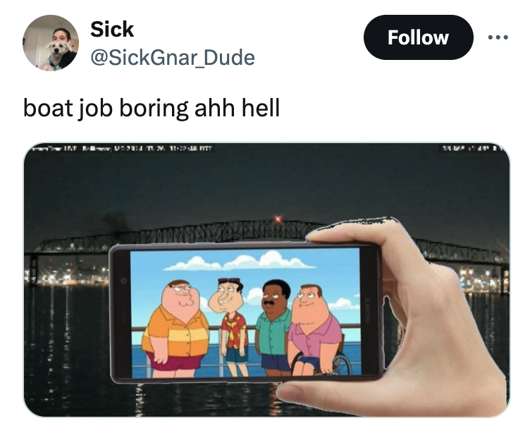 animation - Sick Dude boat job boring ahh hell