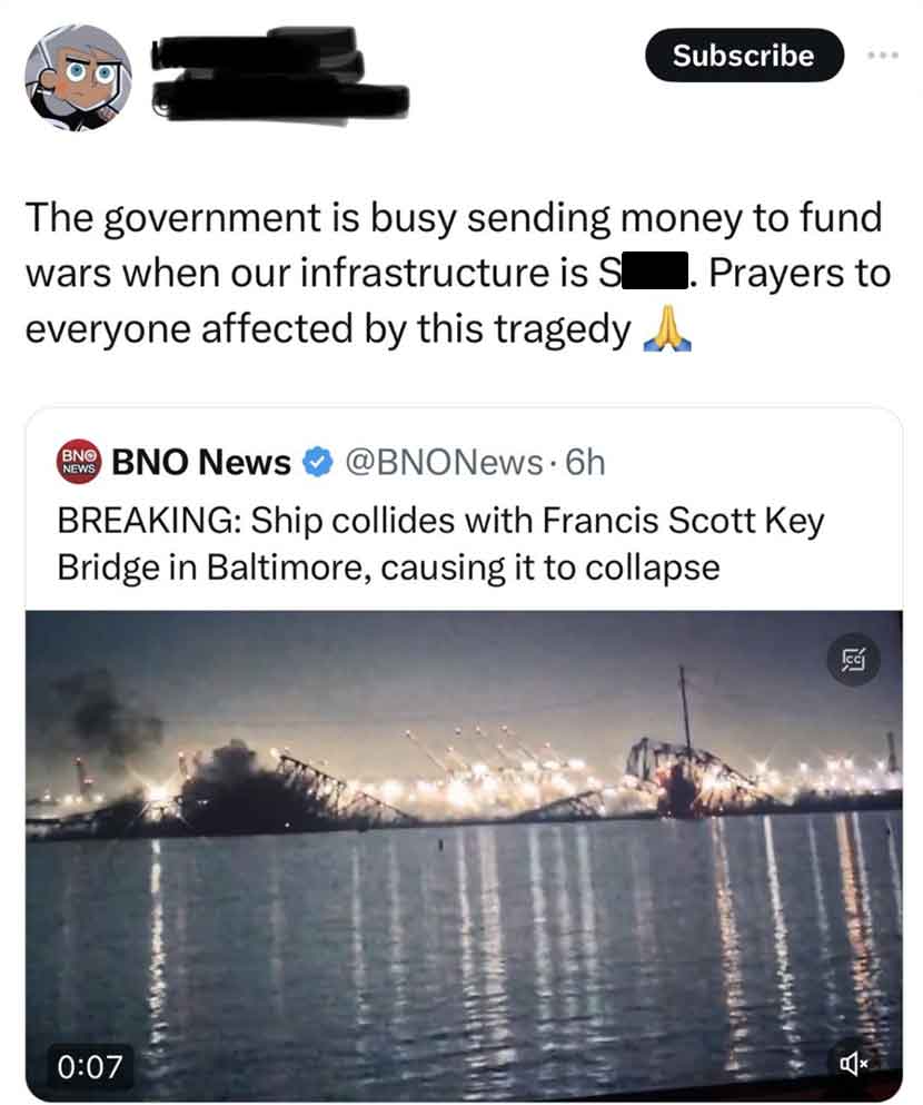 water resources - Subscribe The government is busy sending money to fund wars when our infrastructure is S everyone affected by this tragedy Bnbno News 6h Prayers to Breaking Ship collides with Francis Scott Key Bridge in Baltimore, causing it to collapse