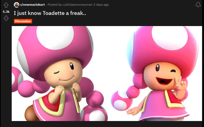 christmas toadette - rnewmariokart. Posted by ushitassmoneyman 3 days ago I just know Toadette a freak.. Discussion D