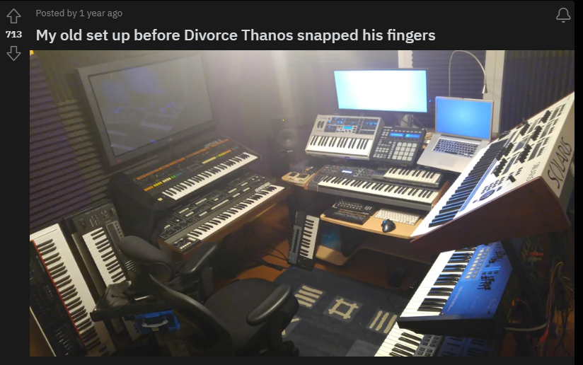 studio - Posted by 1 year ago 713 My old set up before Divorce Thanos snapped his fingers Solaris