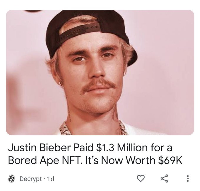 justin bieber mario - Justin Bieber Paid $1.3 Million for a Bored Ape Nft. It's Now Worth $69K 2 Decrypt 1d 00