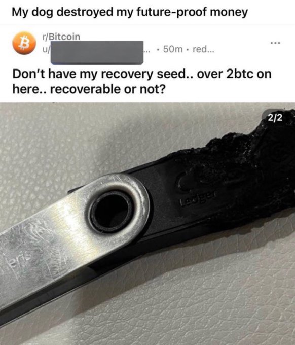 saw chain - My dog destroyed my futureproof money rBitcoin u 50m. red... Don't have my recovery seed.. over 2btc on here.. recoverable or not? eris Ledger 22