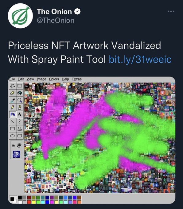screenshot - The Onion Priceless Nft Artwork Vandalized With Spray Paint Tool bit.ly31weeic Eile Edit View Image Colors Help Extras Do a A 2 2