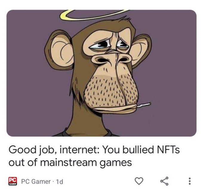 cartoon - Good job, internet You bullied Nfts out of mainstream games Pc Pc Gamer 1d Gamer