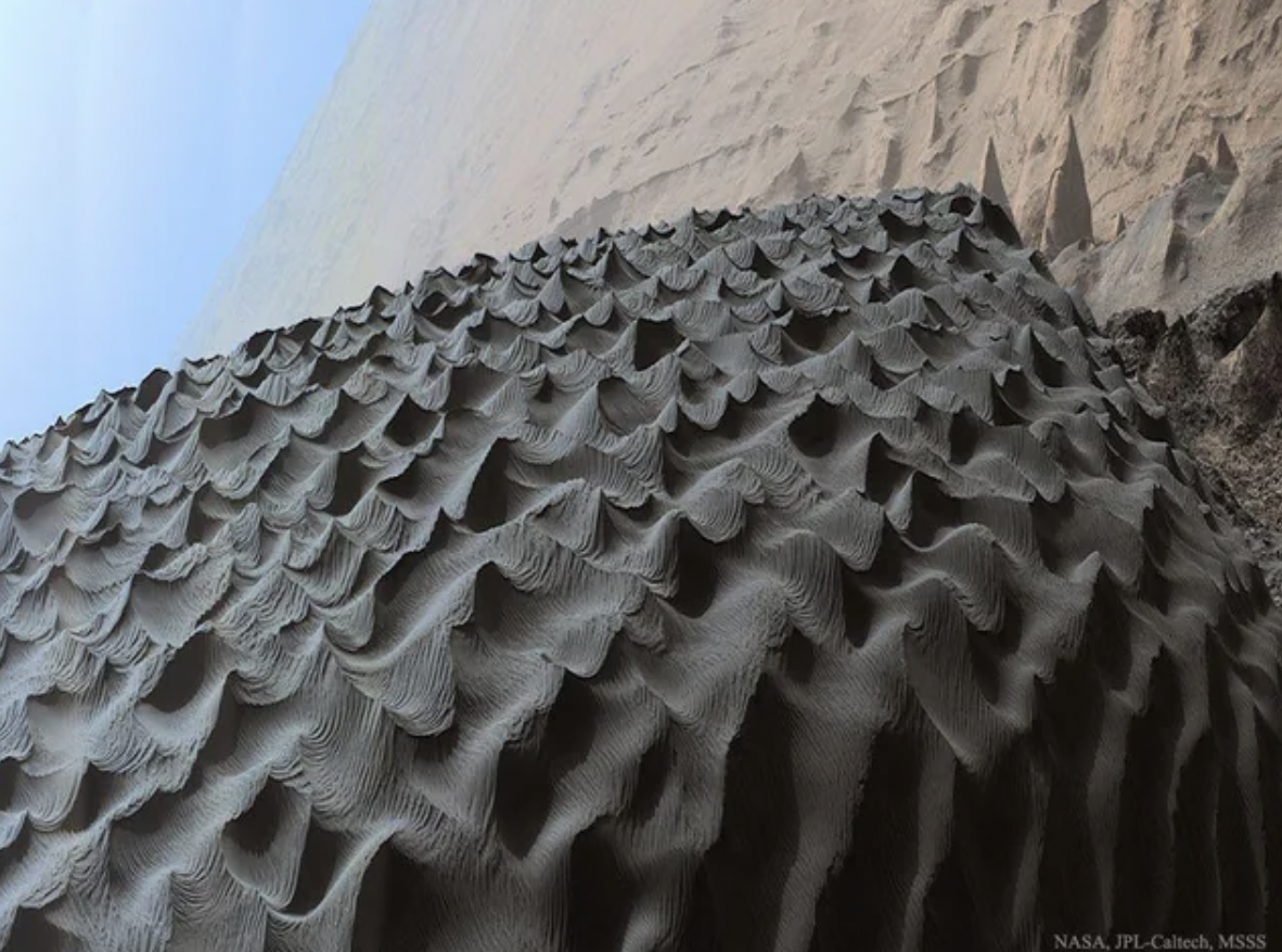 NASA photo of sand dunes on Mars.