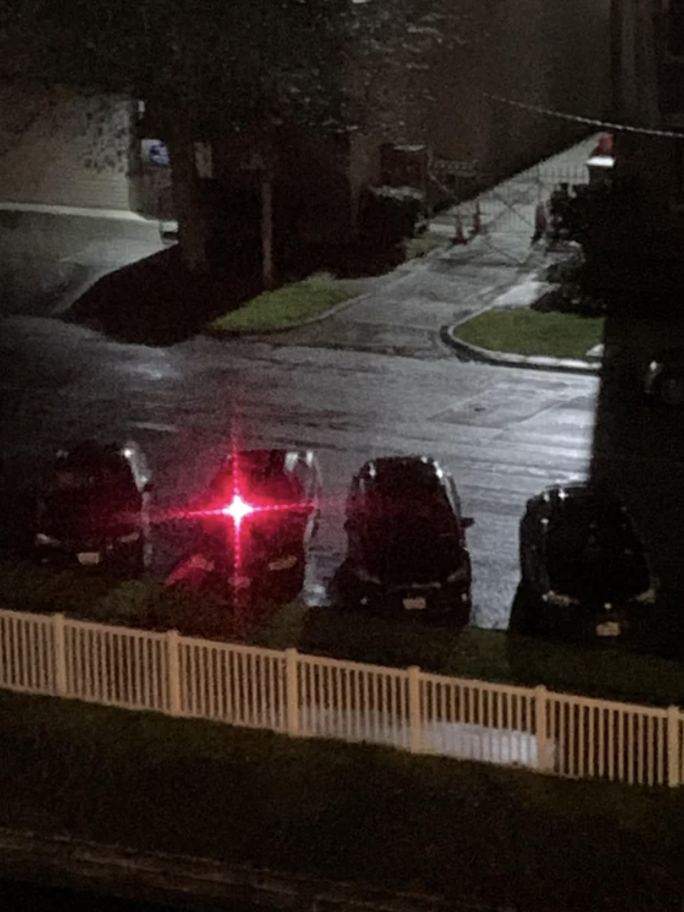 Someone was flashing their light into my apartment last night and then a guy in a white van pulled up next to him and gave him a white paper bag you cannot make this up.