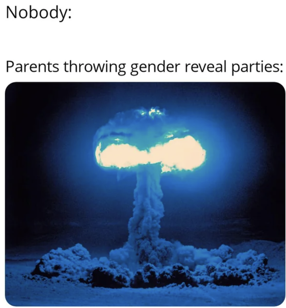 atomic bomb meme gif - Nobody Parents throwing gender reveal parties