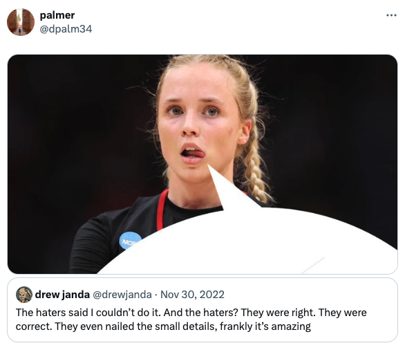 hailey van lith - palmer No drew janda The haters said I couldn't do it. And the haters? They were right. They were correct. They even nailed the small details, frankly it's amazing