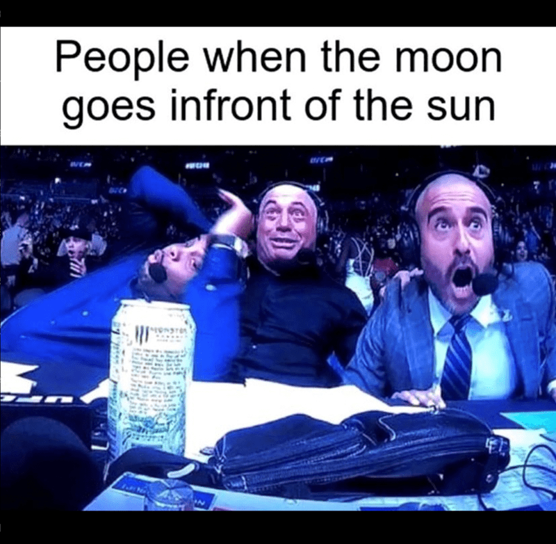 photo caption - People when the moon goes infront of the sun Monster
