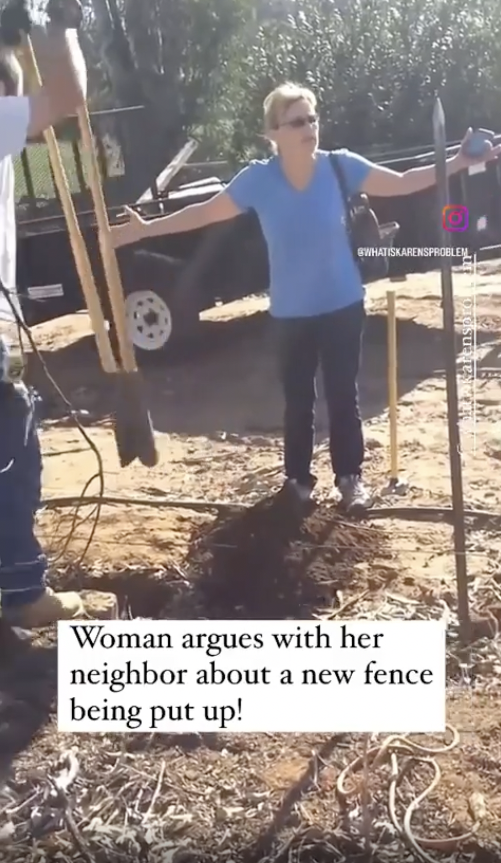 tree - Woman argues with her neighbor about a new fence being put up!