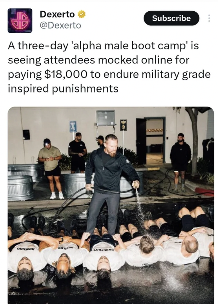kettlebell - Dexerto Subscribe A threeday 'alpha male boot camp' is seeing attendees mocked online for paying $18,000 to endure military grade inspired punishments