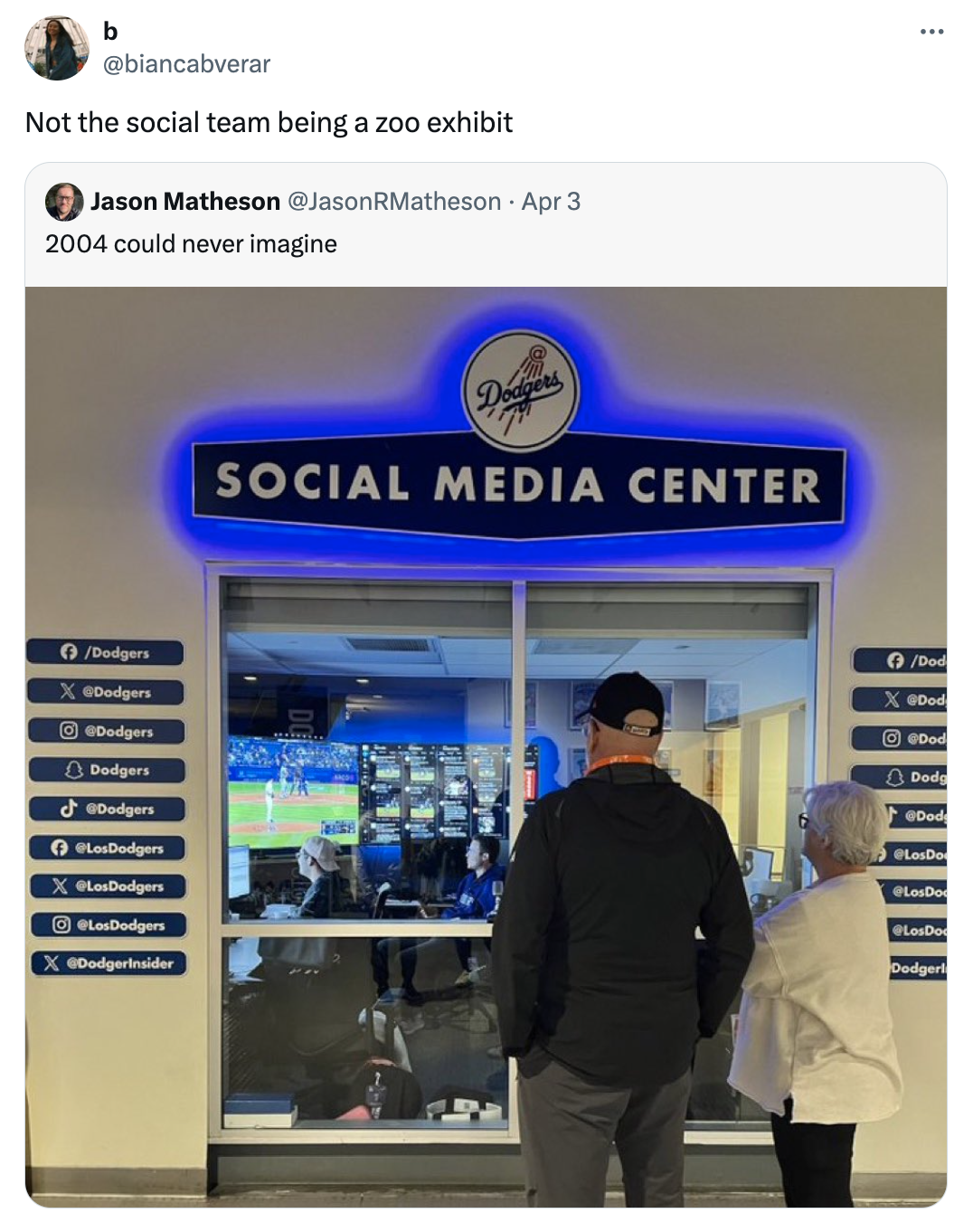 display advertising - Not the social team being a zoo exhibit Jason Matheson could never imagine Dodgers Xedge Dodgers Dodgers d00odgers Dodgers X Dodgers Xedged Social Media Center D Xod Do 00od D