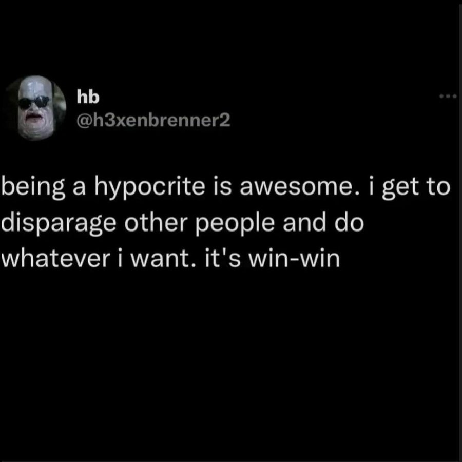screenshot - hb being a hypocrite is awesome. i get to disparage other people and do whatever i want. it's winwin
