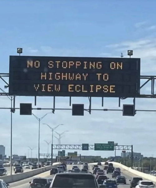 Solar eclipse - No Stopping On Highway To View Eclipse
