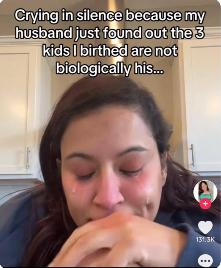 girl - Crying in silence because my husband just found out the 3 kids I birthed are not biologically his...
