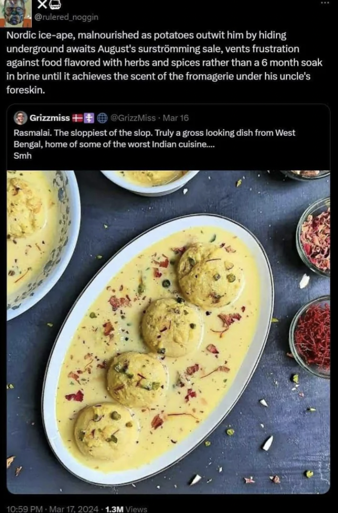 rasmalai recipe - Orulered noggin Nordic iceape, malnourished as potatoes outwit him by hiding underground awaits August's surstrmming sale, vents frustration against food flavored with herbs and spices rather than a 6 month soak in brine until it achieve