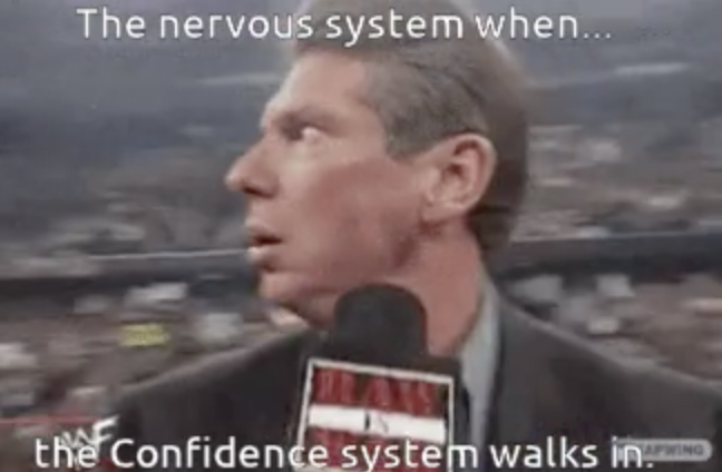 internet meme - The nervous system when... the Confidence system walks in.