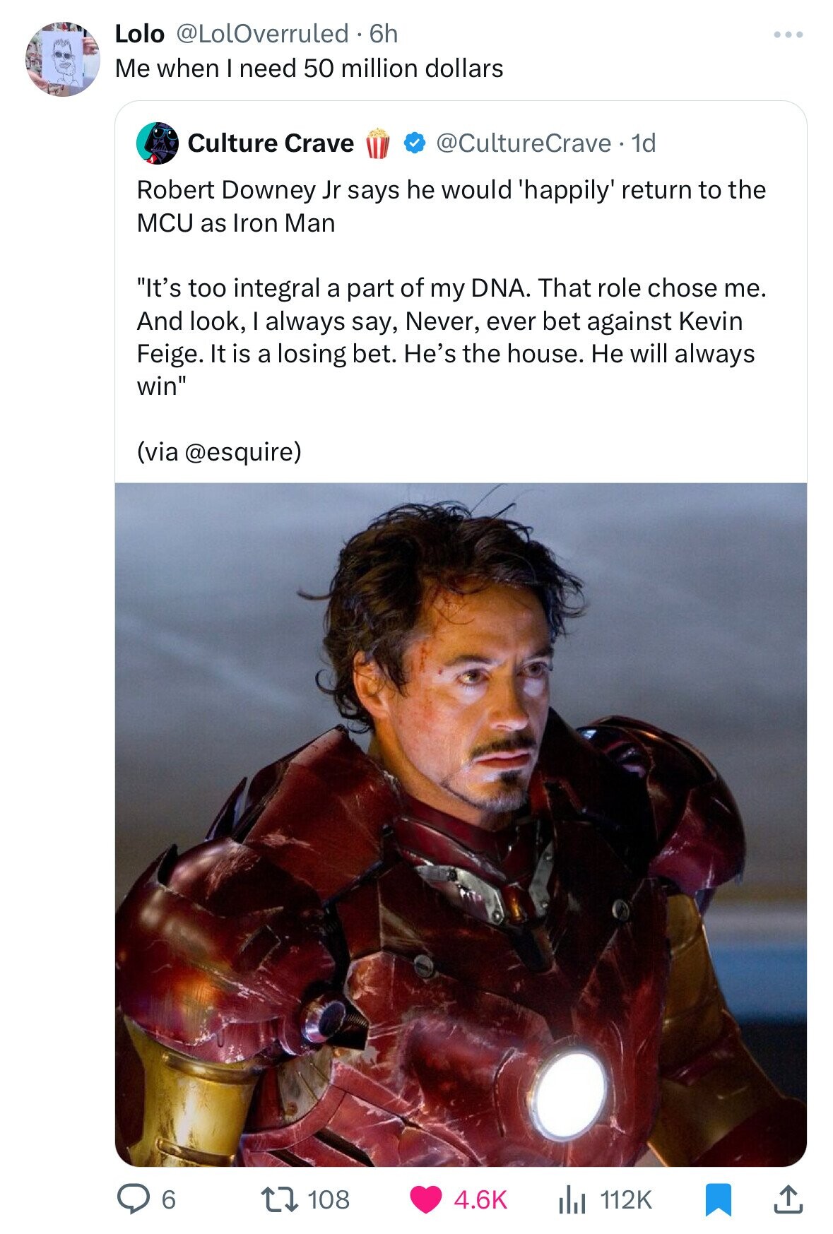 iron man robert downey jr - Lolo 6h Me when I need 50 million dollars Culture Crave 1d . Robert Downey Jr says he would 'happily' return to the Mcu as Iron Man "It's too integral a part of my Dna. That role chose me. And look, I always say, Never, ever be