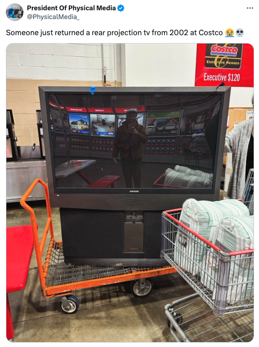 screenshot - Costco Executive $120 President of Physical Media Media Someone just returned a rear projection tv from 2002 at Costco 12