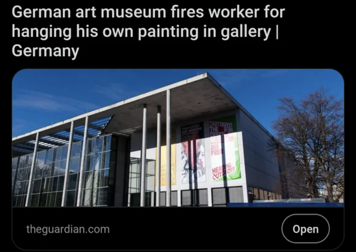 architecture - German art museum fires worker for hanging his own painting in gallery | Germany theguardian.com Open