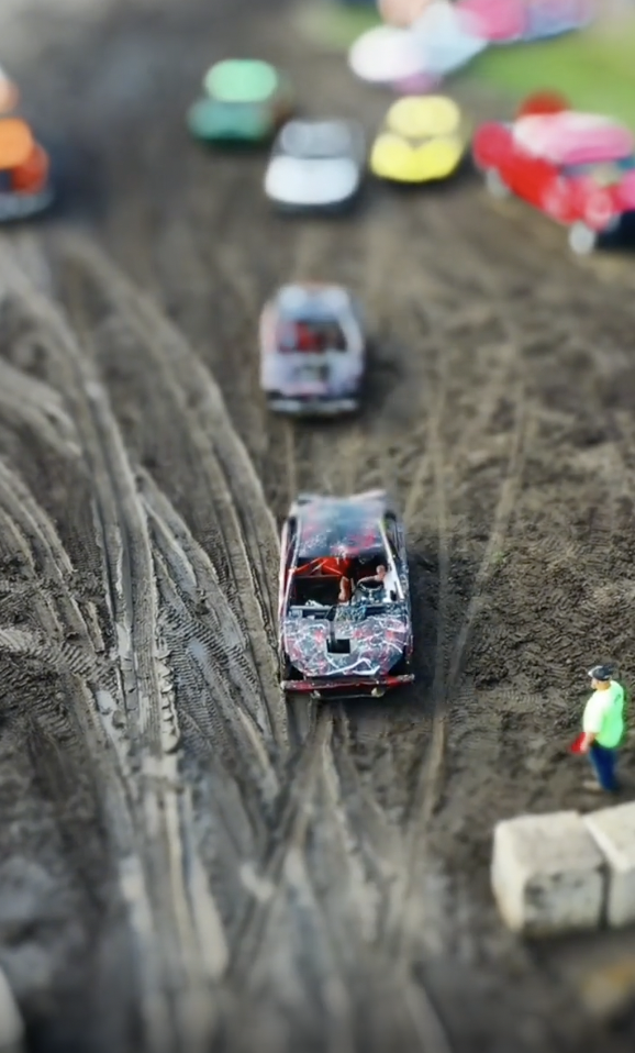 Tilt shift makes demolition derby cars look like toys.