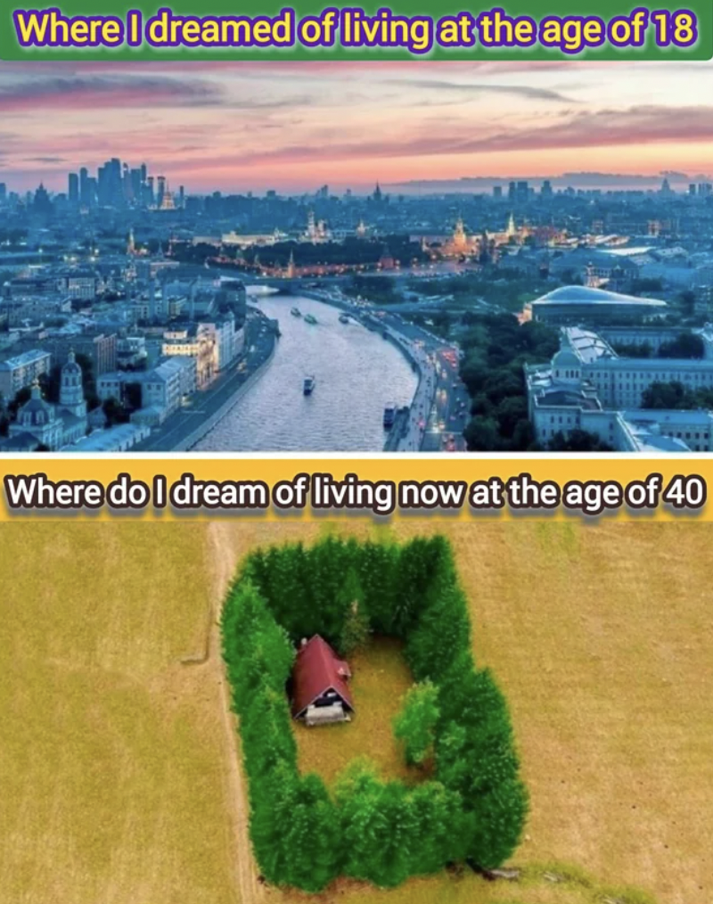 Internet meme - Where I dreamed of living at the age of 18 Where do I dream of living now at the age of 40
