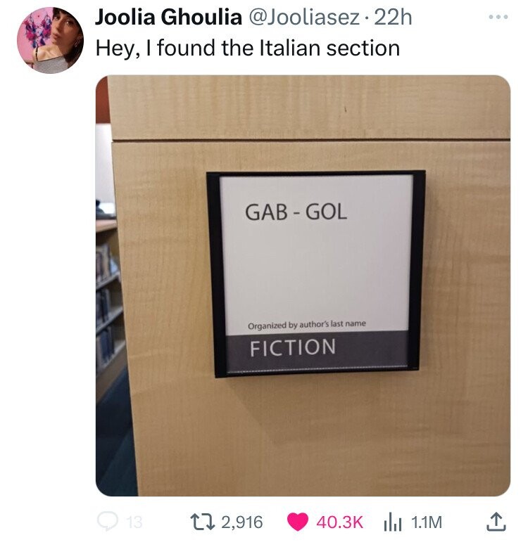 plywood - Joolia Ghoulia 22h Hey, I found the Italian section Gab Gol Organized by author's last name Fiction 13 12,916 1.1M