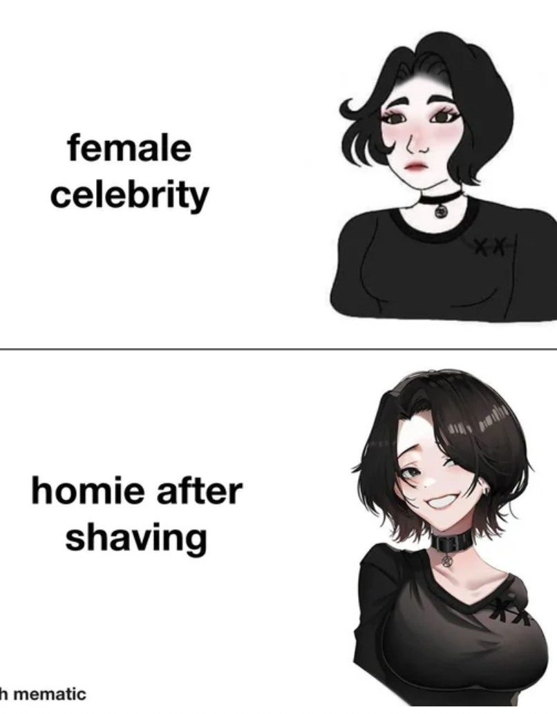 girl - female celebrity homie after shaving h mematic