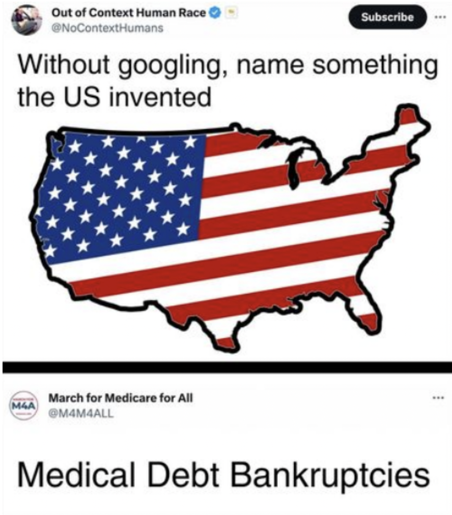 us map with flag - Out of Context Human Race Subscribe Without googling, name something the Us invented March for Medicare for All Medical Debt Bankruptcies