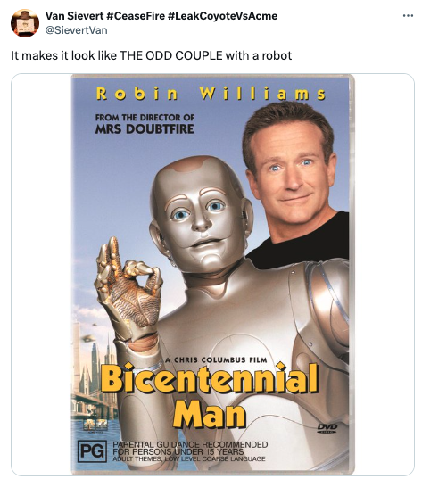 bicentennial man - Van Sievert Fire It makes it look The Odd Couple with a robot Robin Williams From The Director Of Mrs Doubtfire Chris Columbus Film Bicentennial Man Parental Guidance Recommended Pg For Persons Under 15 Years Adult Themes, Low Level Coa