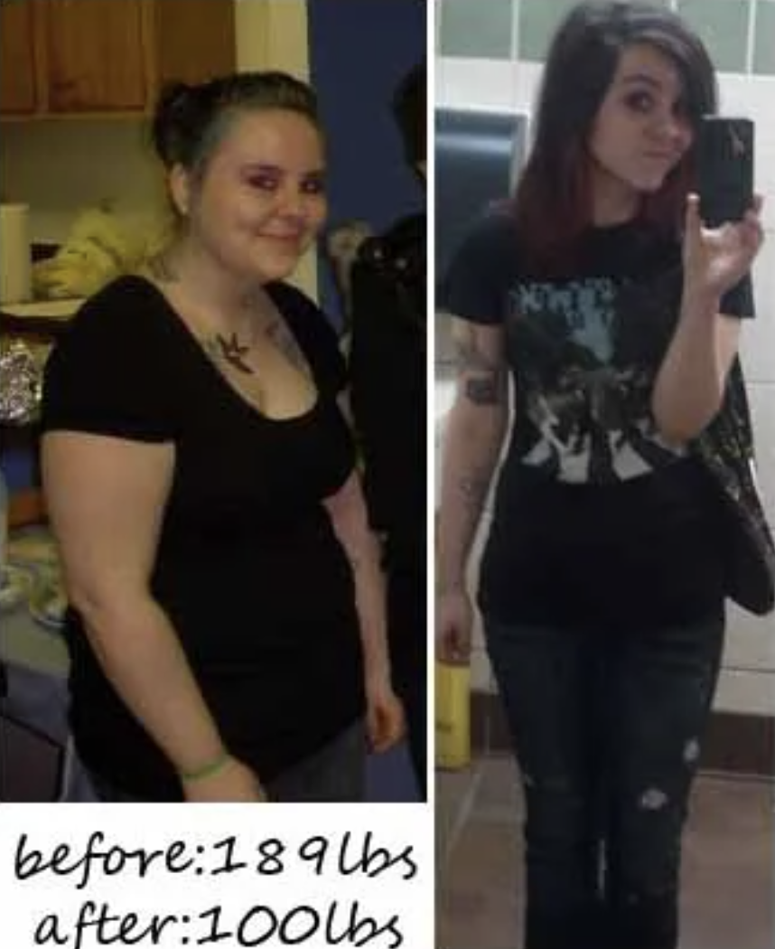girl - before189lbs after100lbs