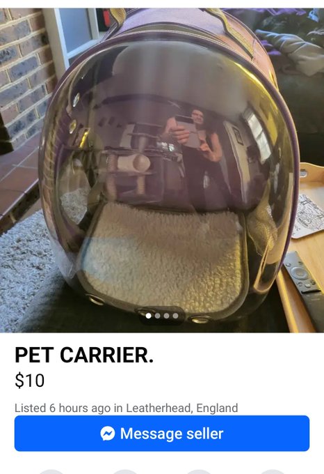 motorcycle helmet - Pet Carrier. $10 Listed 6 hours ago in Leatherhead, England Message seller 180