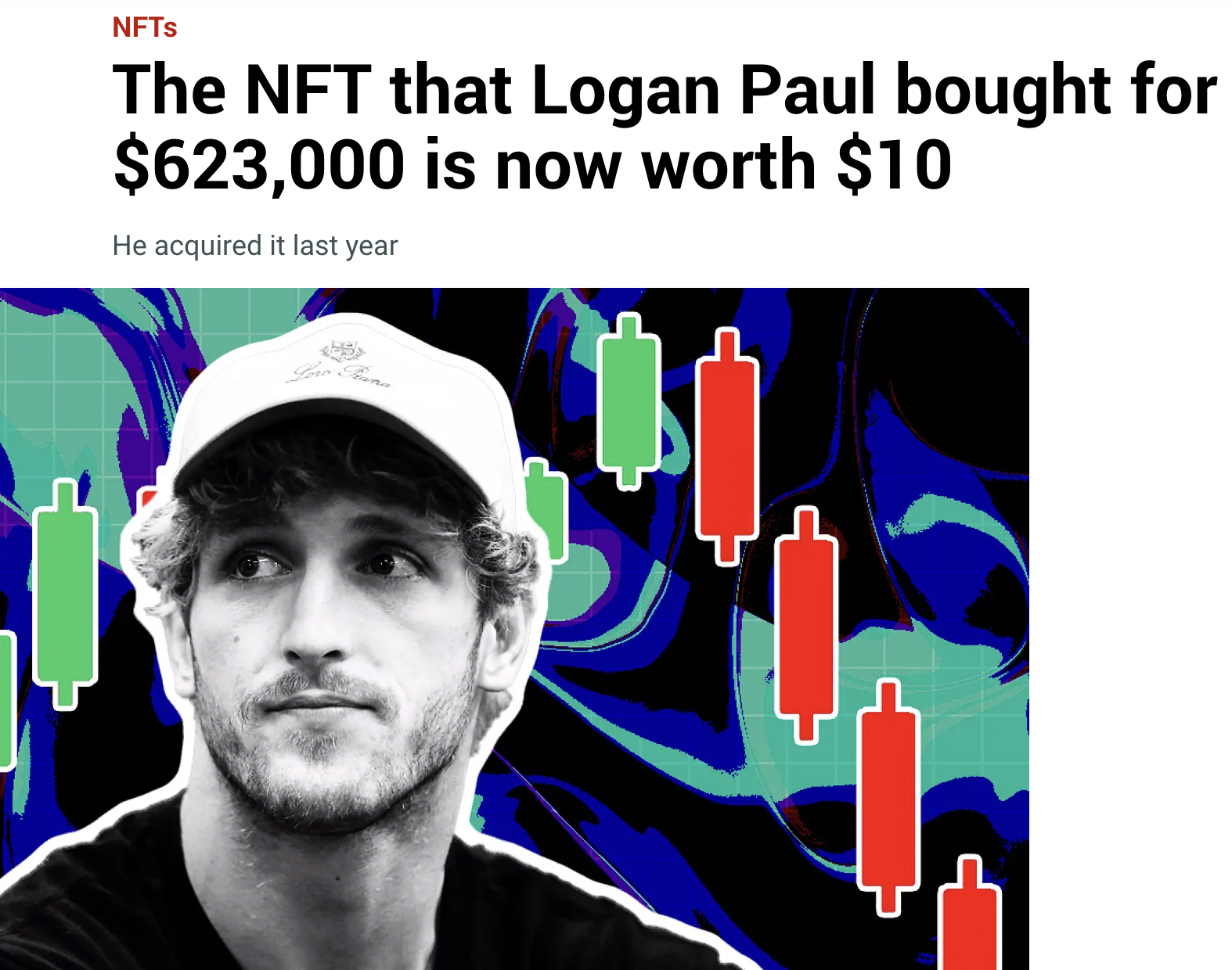 graphic design - Nfts The Nft that Logan Paul bought for $623,000 is now worth $10 He acquired it last year