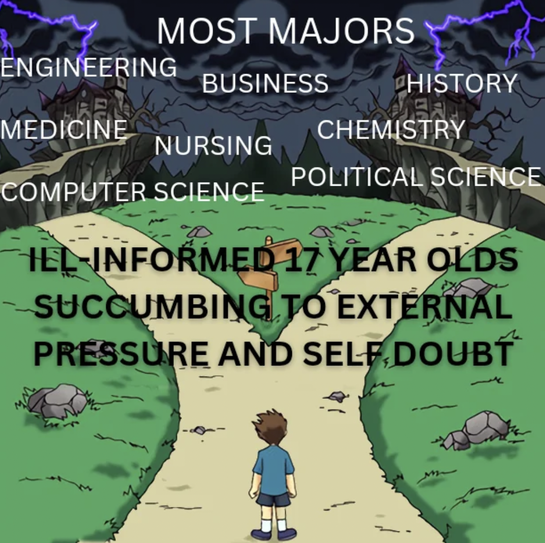 poster - Most Majors Engineering Business History Medicine Chemistry Nursing Political Science Computer Science IllInformed 17 Year Olds Succumbing To External Pressure And Self Doubt