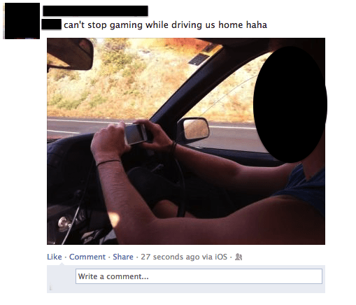 driving - can't stop gaming while driving us home haha Comment 27 seconds ago via iOS. Write a comment...