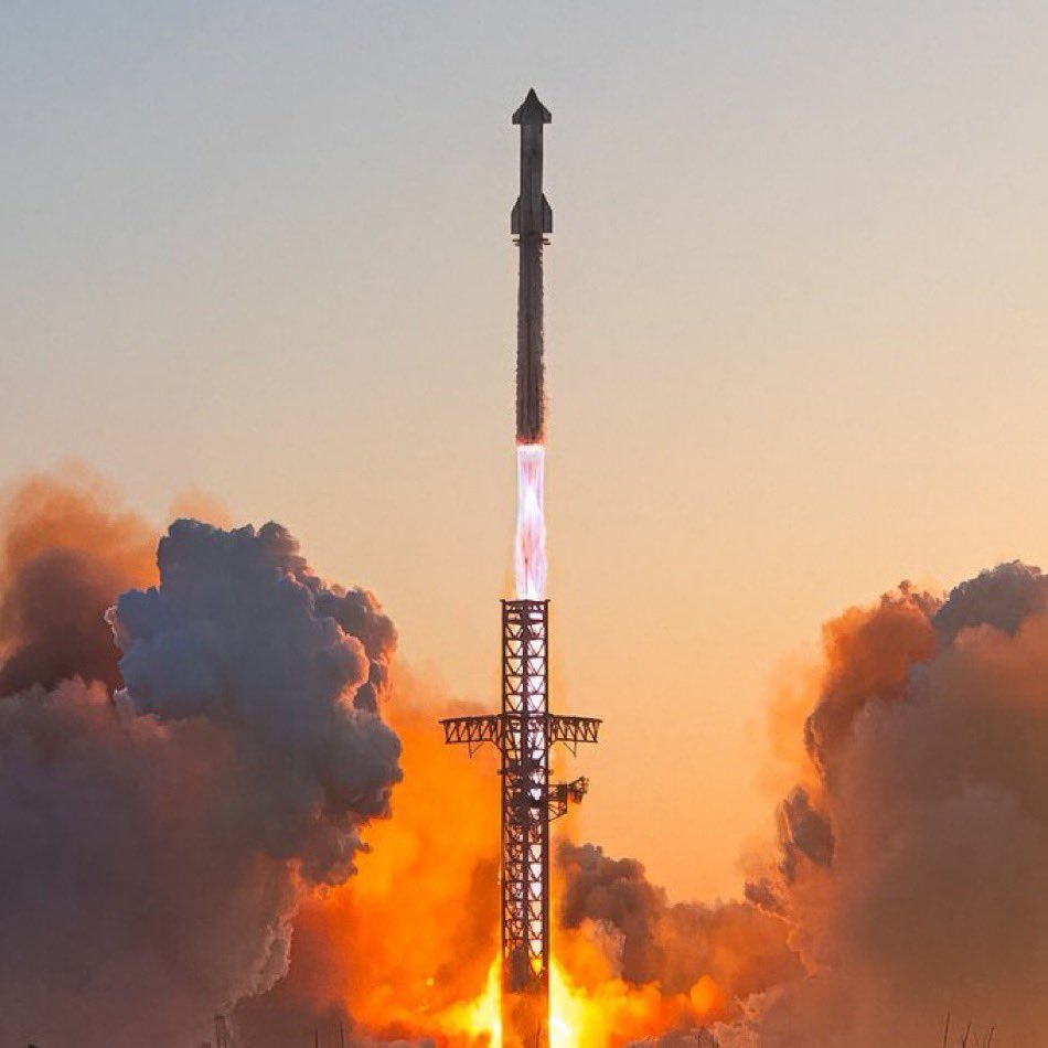 "A Space X Rocket Lifting Off"