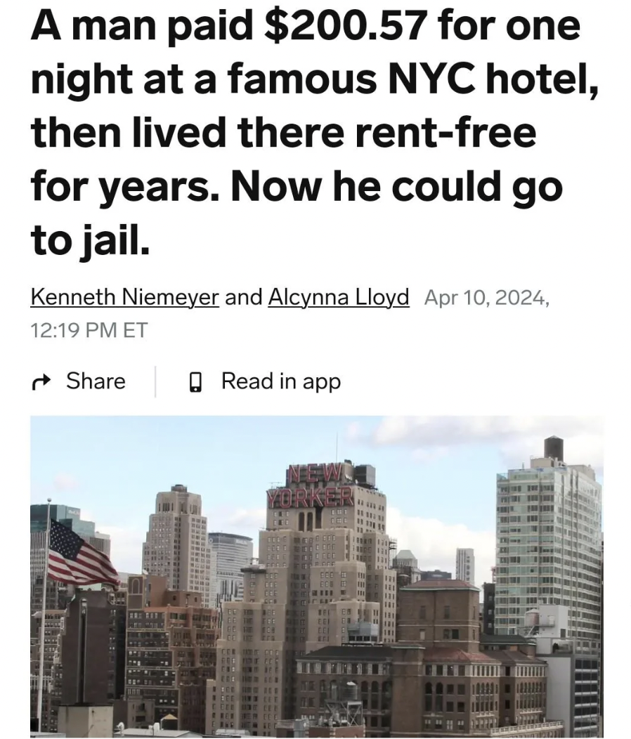 new yorker hotel - A man paid $200.57 for one night at a famous Nyc hotel, then lived there rentfree for years. Now he could go to jail. Kenneth Niemeyer and Alcynna Lloyd , Et Read in app