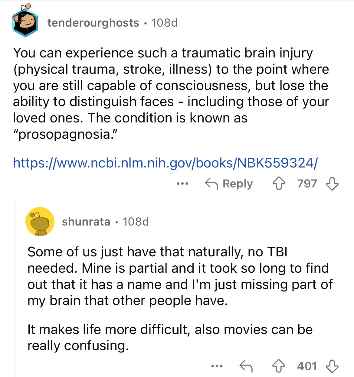 screenshot - tenderourghosts 108d You can experience such a traumatic brain injury physical trauma, stroke, illness to the point where you are still capable of consciousness, but lose the ability to distinguish faces including those of your loved ones. Th
