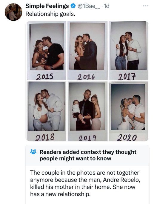 Simple Feelings . 1d Relationship goals. 2015 2016 2017 2018 2019 2020 Readers added context they thought people might want to know The couple in the photos are not together anymore because the man, Andre Rebelo, killed his mother in their home. She now…