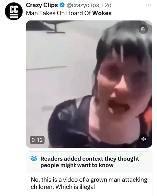 screenshot - Crazy Clips .2d Cc Man Takes On Hoard Of Wokes Readers added context they thought people might want to know No, this is a video of a grown man attacking children. Which is illegal