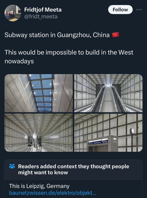 Subway Station - Fridtjof Meeta Subway station in Guangzhou, China This would be impossible to build in the West nowadays Readers added context they thought people might want to know This is Leipzig, Germany baunetzwissen.deelektroobjekt...