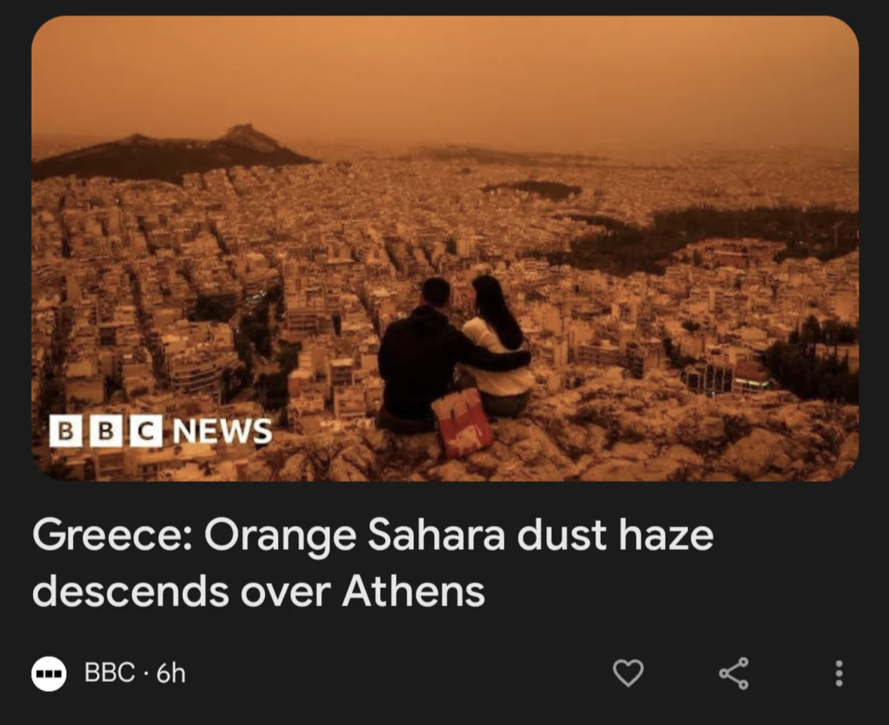 Saharan dust - Bbc News Greece Orange Sahara dust haze descends over Athens Bbc 6h L