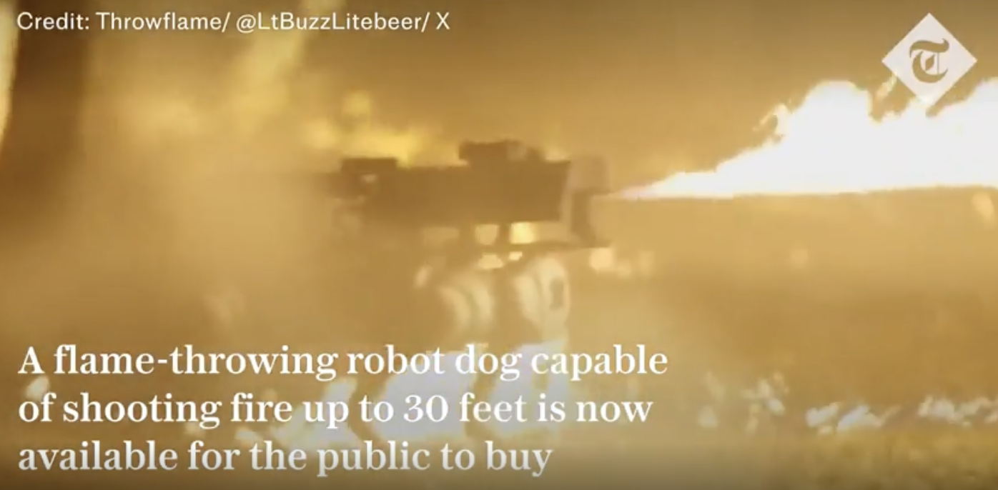 smoke - Credit Throwflame X A flamethrowing robot dog capable of shooting fire up to 30 feet is now available for the public to buy