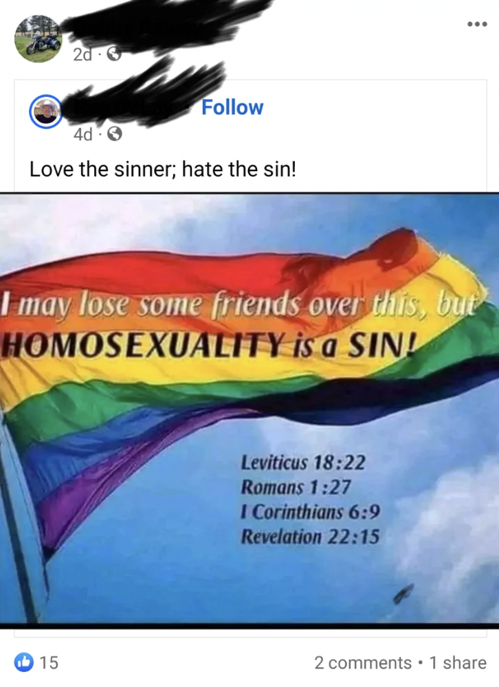rainbow community - Love the sinner; hate the sin! I may lose some friends over this, but Homosexuality is a Sin! Leviticus Romans I Corinthians Revelation 15 2 1