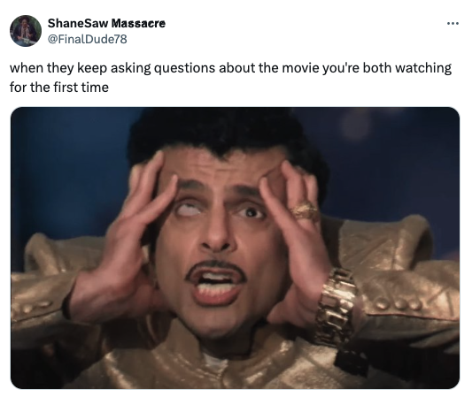 late night with the devil death - ShaneSaw Massacre when they keep asking questions about the movie you're both watching for the first time